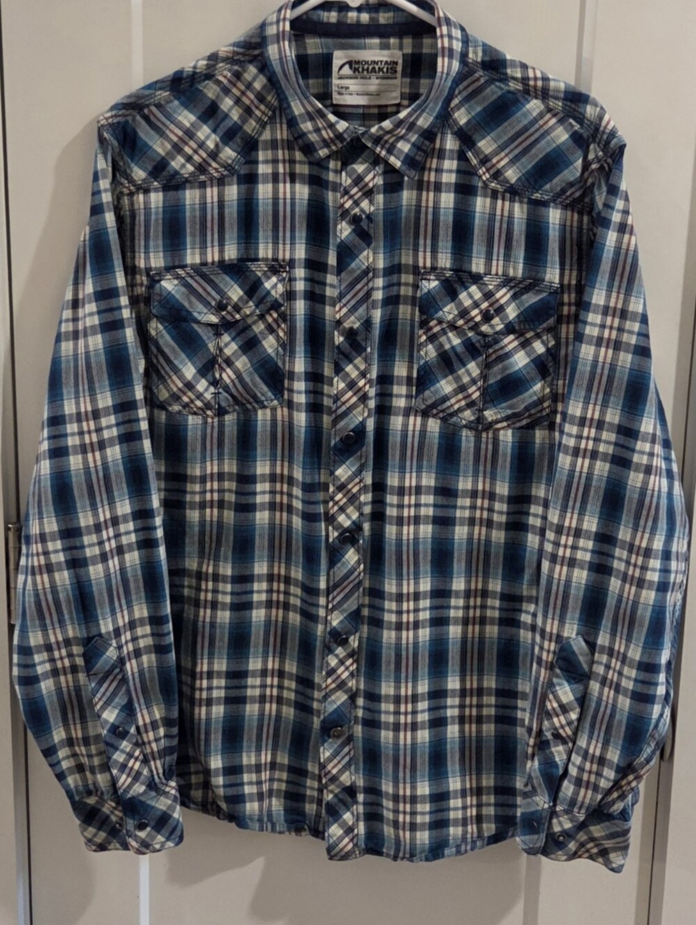 Mountain Khakis Onyx-Snap Plaid Western Shirt Size Large - Measurements P2P 23"